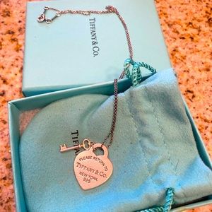 Return to Tiffany - Heart Tag with key pendant necklace - sterling silver.